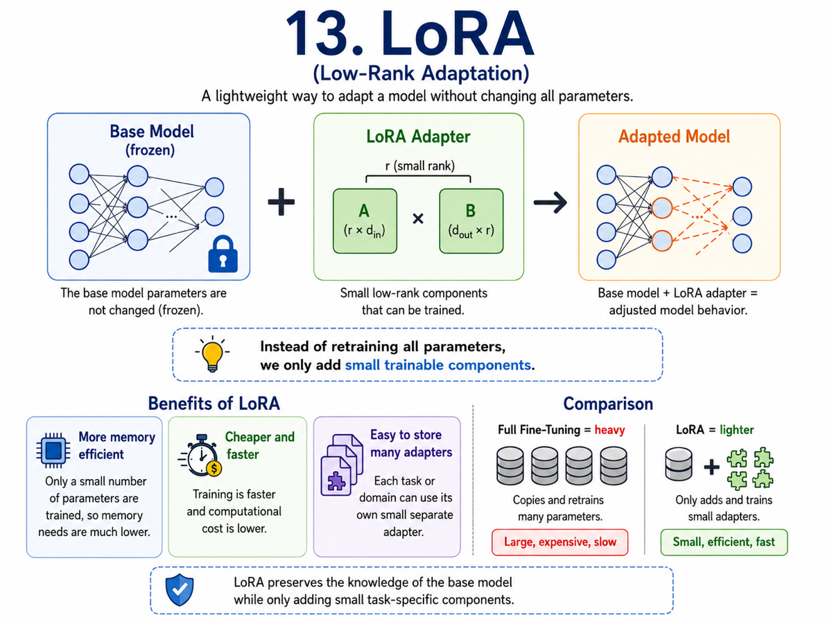 Infographic about LoRA (Low-Rank Adaptation)