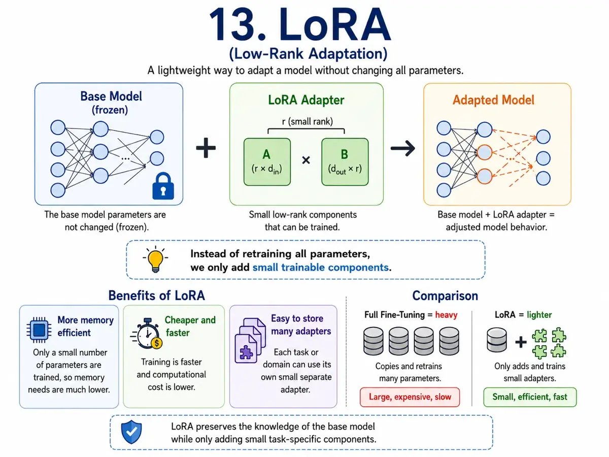 Infographic about LoRA (Low-Rank Adaptation)